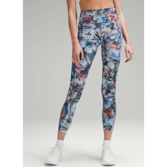 Lululemon Leggings Women 12 Fast and Free High-Rise 25" Luminescent Floral Multi - Picture 2 of 16